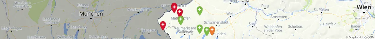 Kartenansicht für Apotheken-Notdienste in der Nähe von Auerbach (Braunau, Oberösterreich)